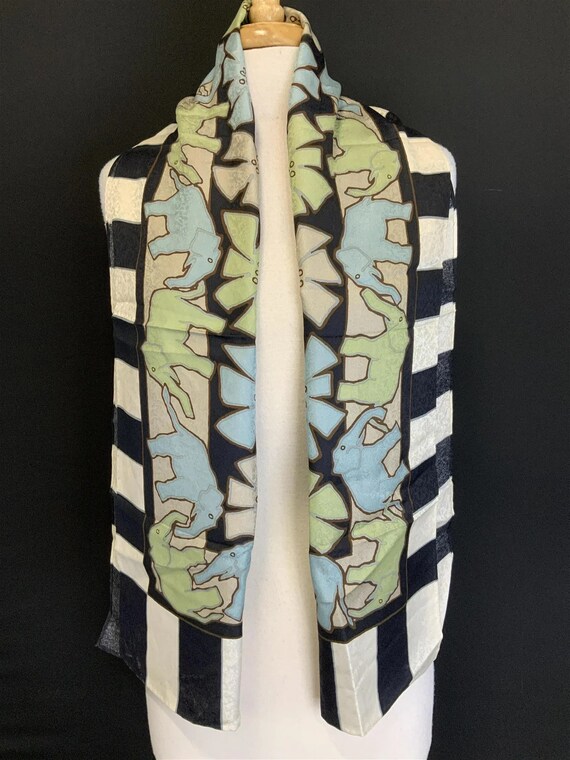 Silk Elephant Scarf, Hand Rolled Edges, NIP - image 6