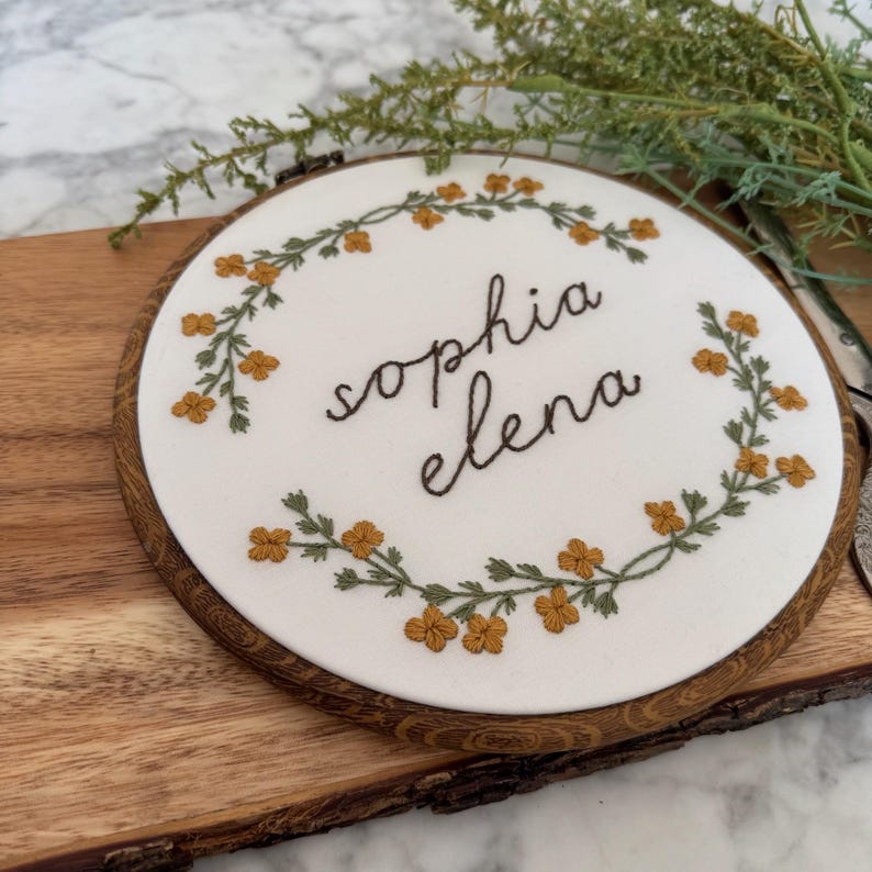 Custom Name Embroidery Pattern PDF – Floral Script Hand Embroidery ...
