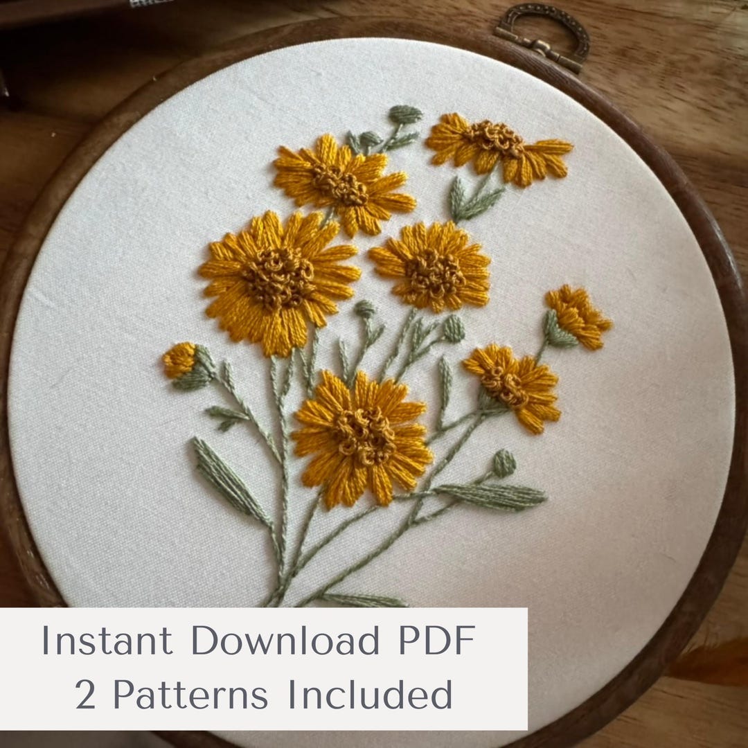 Daisy Embroidery Pattern PDF – Botanical Floral Hand Embroidery Pattern ...