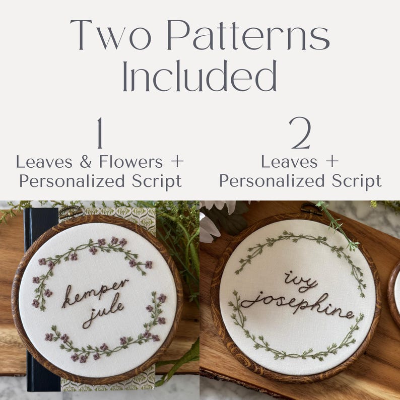 Custom Name Embroidery Pattern PDF – Floral Script Hand Embroidery ...