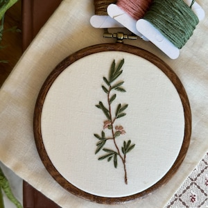 Small Botanical Embroidery Hoop Art • Hand Embroidered Rosemary Floral Wall Decor