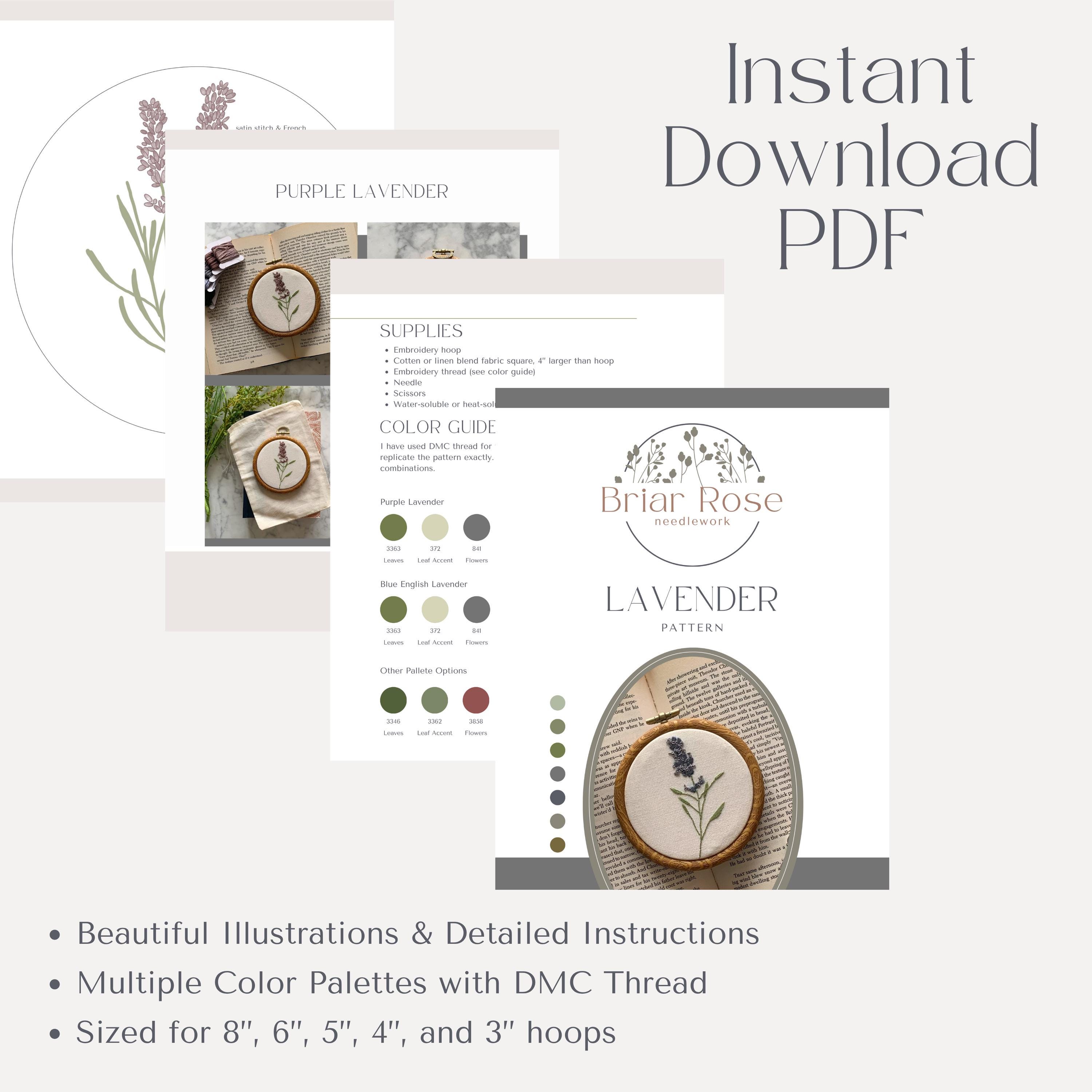 Lavender Embroidery Pattern PDF – Botanical Hand Embroidery Pattern ...