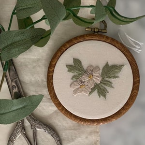 Small Botanical Embroidery Hoop Art • Hand Embroidered Hawthorne Floral Wall Decor