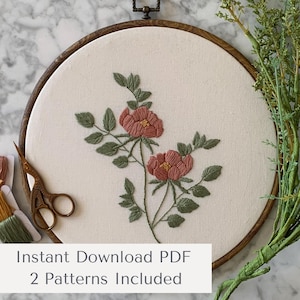 Heirloom Rose Embroidery Pattern PDF – Botanical Hand Embroidery Pattern | Instant Download