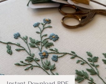 PDF Embroidery Pattern Forget Me Not Embroidery • Digital Download • DIY Embroidery