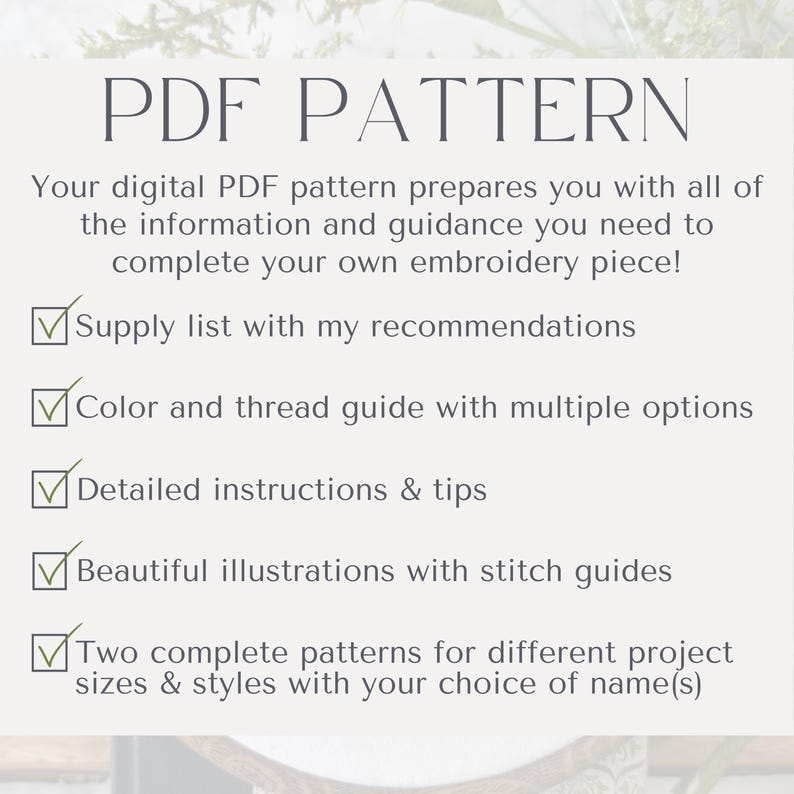 Custom Name Embroidery Pattern PDF – Floral Script Hand Embroidery ...
