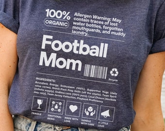 Camiseta unisex con información nutricional para mamás futboleras, camiseta gráfica, regalo deportivo divertido, camiseta para padres, regalo para el Día de la Madre