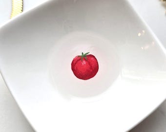 Hand Painted Tomato Ring Dish – Porcelain Jewelry Tray, Italian Decor