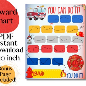 Firetruck Reward Chart | Printable Reward Chart | Fireman Sticker Chart | Kids Chore Chart | Daily Routine Chart | Fire truck Behavior Chart