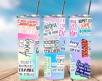Sarcastic Tumbler Design for 20oz Skinny Tumbler | Sarcastic Sticker Sublimation Wrap | Funny Tumbler PNG | Seamless Sarcastic Stickers Wrap