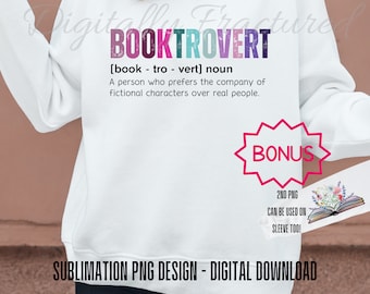 Booktrovert PNG for Sublimation | Book Lover Gift PNG | Bookish PNG | Digital Download for Sublimation | Reading png | Book with Flowers