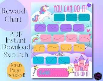Unicorn Reward Chart | Printable Reward Chart | Editable | Chore Chart ...