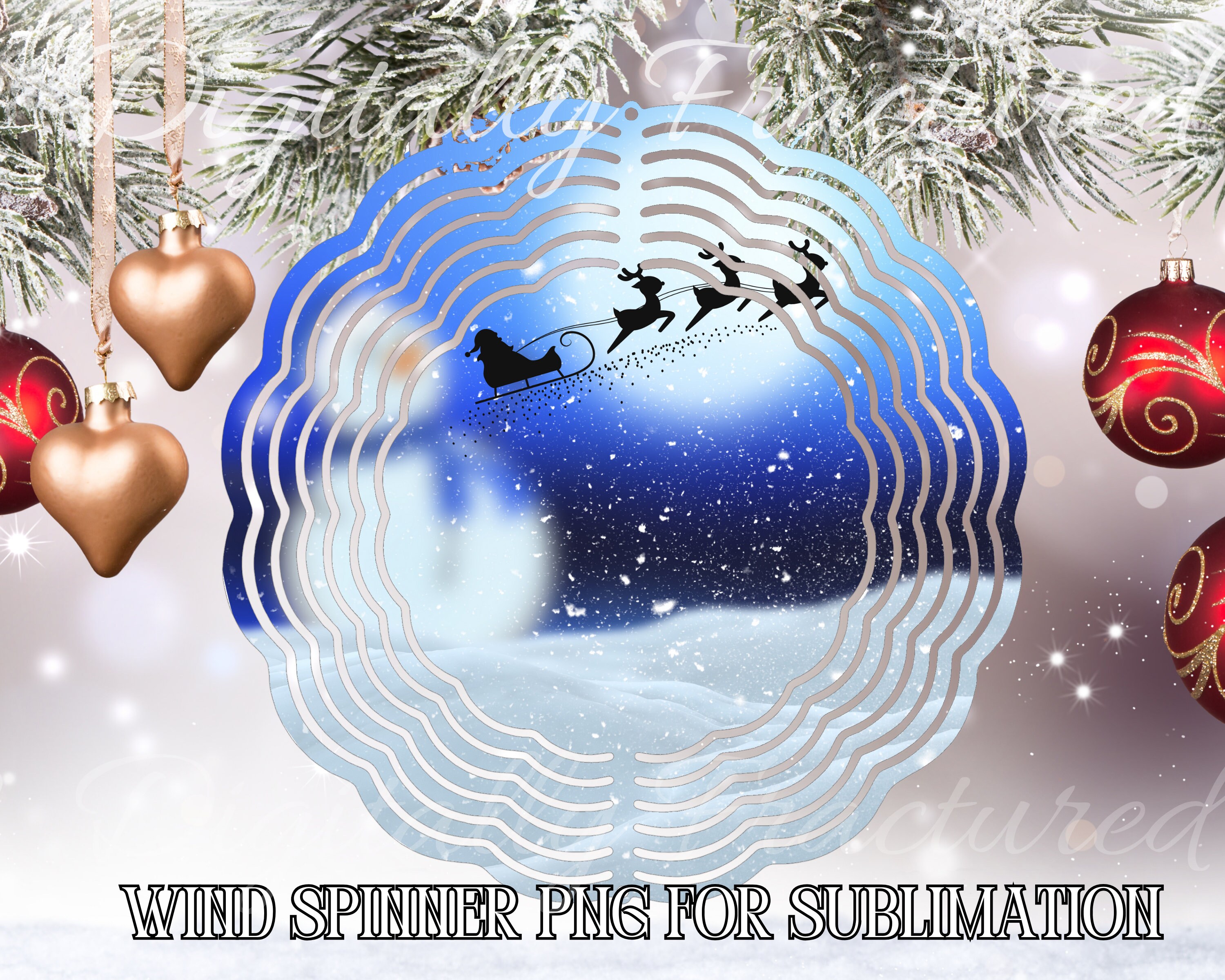Christmas Santa Wind Spinner PNG for Sublimation | Winter Wind Spinner ...