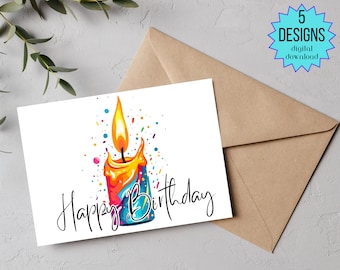 Printable Birthday Cards | Print and Cut Birthday Cards | Birthday Card Download | Instant Download | Printable Cards | DIY Cards