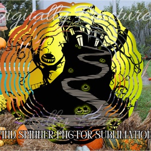 Halloween Wind Spinner PNG for Sublimation | Spooky Wind Spinner PNG | Wind Spinner Instant Download | Haunted House Wind Spinner PNG