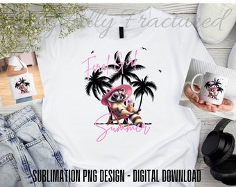 Feral Girl Summer Raccoon Design | Funny Meme Raccoon PNG | Feral Shirt Digital Download | PNG for Sublimation | Coquette PNG Design