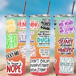 Funny Sticker Tumbler Design for 20oz Skinny Tumbler | Funny Sticker Sublimation Wrap | Funny Tumbler PNG | Seamless Funny Stickers Wrap