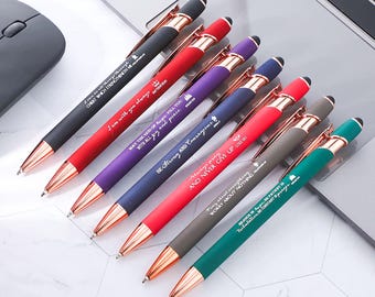Personalised Stylus Rose Gold Pens: Engraved Metal Pens, Bulk Order