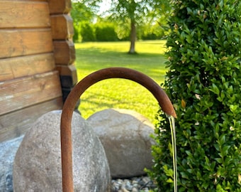 Brunnen-Einlauf in Rostoptik 10mm inkl. Befestigungsmaterial,Wasserspeier,Brunnenbogen,Schwanenhals,Wasserhah,Zierbrunnen, Wasserspiel