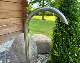 Stainless steel fountain inlet 15 mm, water spout, fountain arch, swan neck, tap, outlet, decorative fountain, water feature, garden fountain