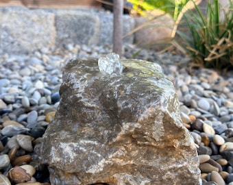 Fountain stone for garden pond, boulder, shell limestone, water feature, fountain, ornamental fountain, garden, spring fountain, natural stone