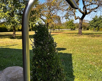 Stainless steel fountain inlet, 25 mm diameter, water spout, fountain arch, swan neck, tap, outlet, decorative fountain, water feature, garden fountain