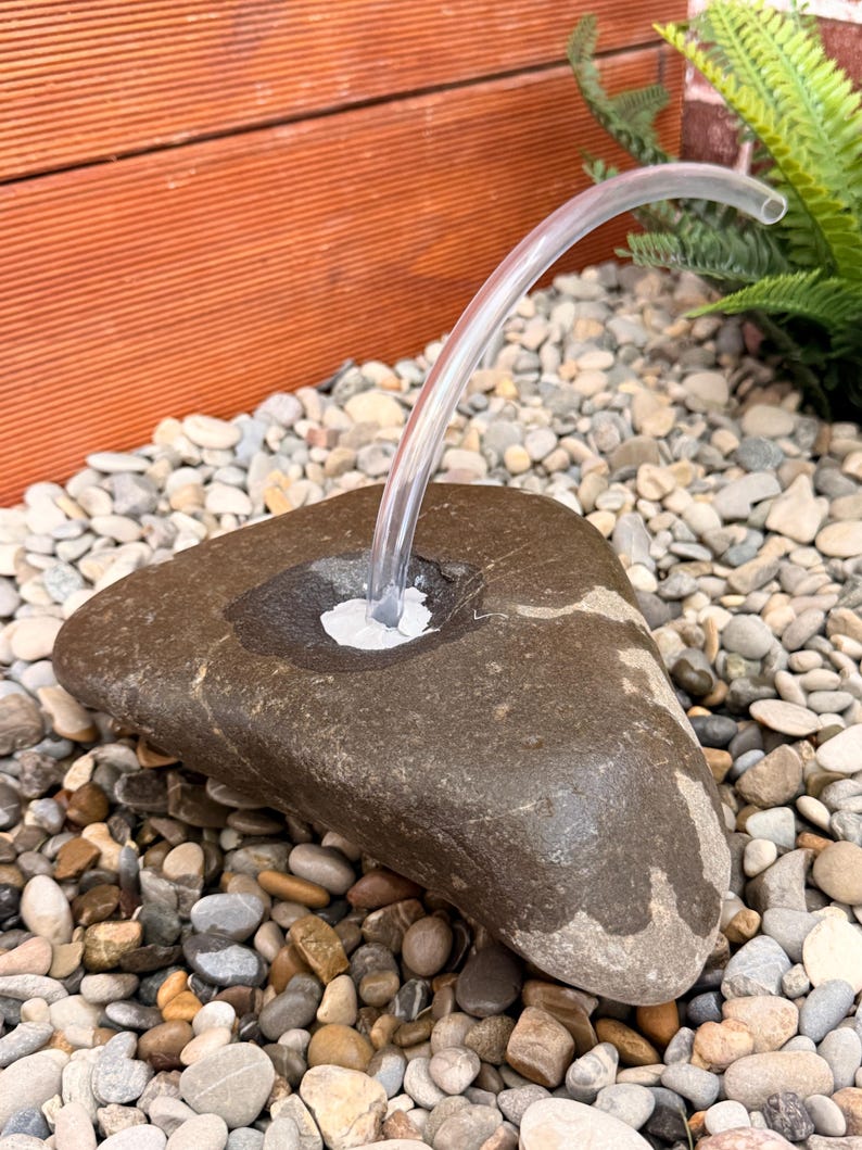 Natural spring stone - individual garden fountain made of Allgäu gravel - size 22 cm - handmade - unique piece - bird bath image 7