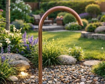 Brunneneinlauf Kupfer 12 mm | inkl. Befestigungsmaterial | Wasserhahn | Schwanenhals Brunnen Auslauf | Wasserspiel | Copper Fountain