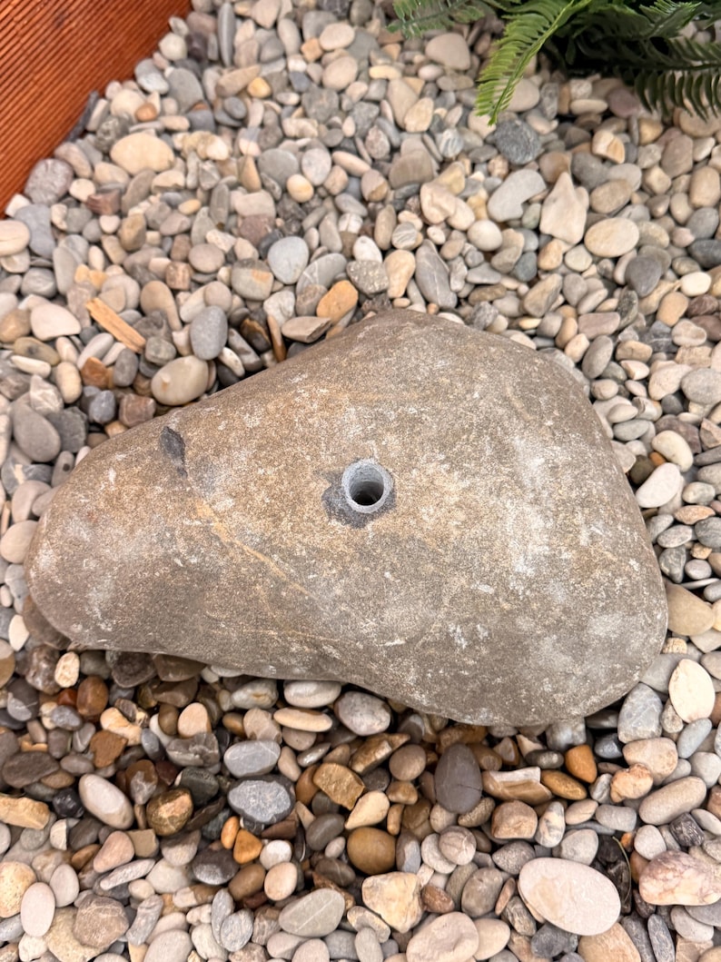 Natural spring stone - individual garden fountain made of Allgäu gravel - size 22 cm - handmade - unique piece - bird bath image 4