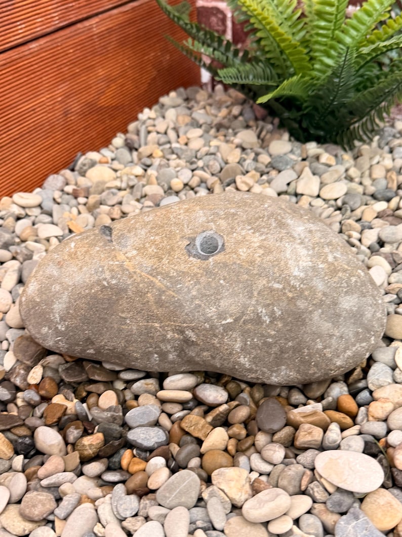 Natural spring stone - individual garden fountain made of Allgäu gravel - size 22 cm - handmade - unique piece - bird bath image 3