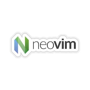 May include: A sticker with a white background and a rounded rectangle shape. The sticker features a stylized green and blue "N" and the text "neovim" in black.