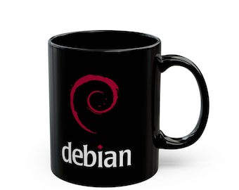 Debian Linux Coffee Mug, Black Mug for Developers, Programmer Gift, Tech Enthusiast Drinkware, 11oz and 15oz Options
