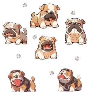 BULLDOG STICKER PACK, pet sticker, English Bulldog Sticker, Dog lover, Cute Cartoon Dog, vinyl decal, funny sticker, gift for friends
