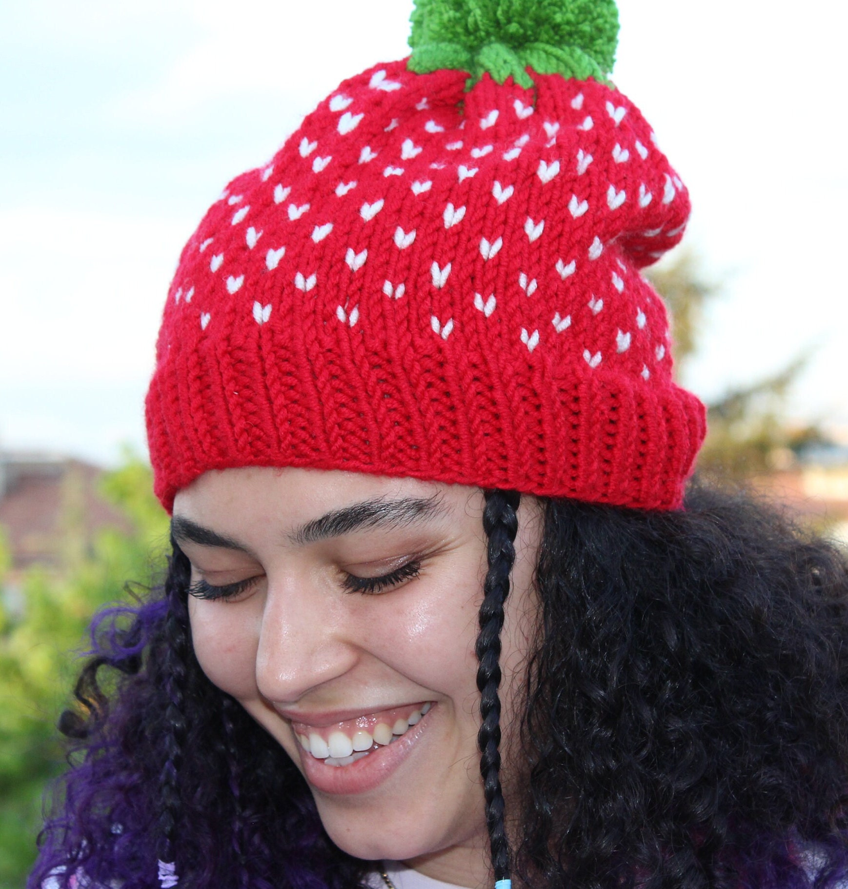 Minearbejder kompensation Klage Strawberry Beanie Colorful Accessories Handmade Knit - Etsy