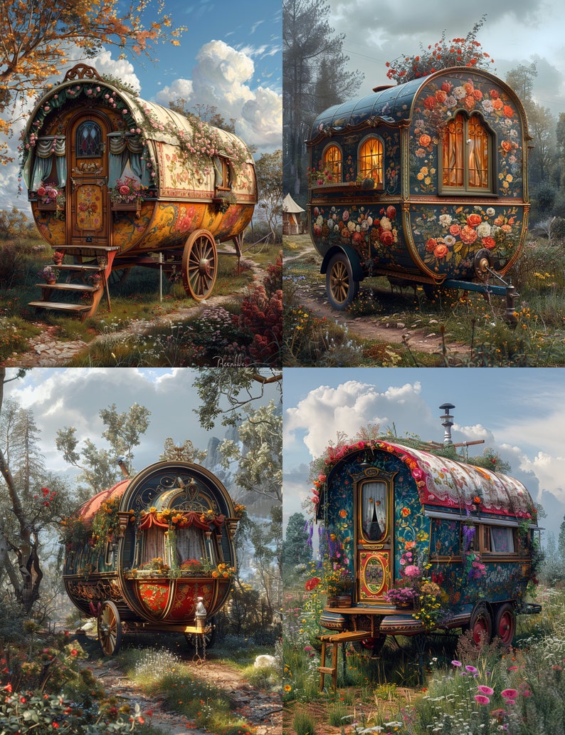 Gypsy Caravan Coloring Pages Instant Download PDF Pages Coloring Book ...
