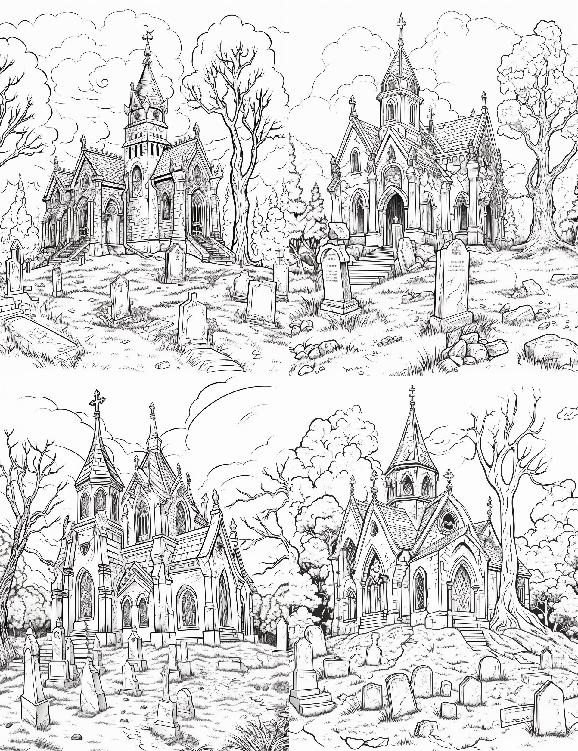 Gothic Graveyard Coloring Pages - Il Fullxfull.5139143502 13p6