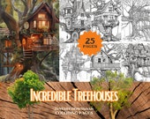 Incredible Treehouses Coloring Pages | Instant Download PDF Pages | Coloring Book for adults and for kids