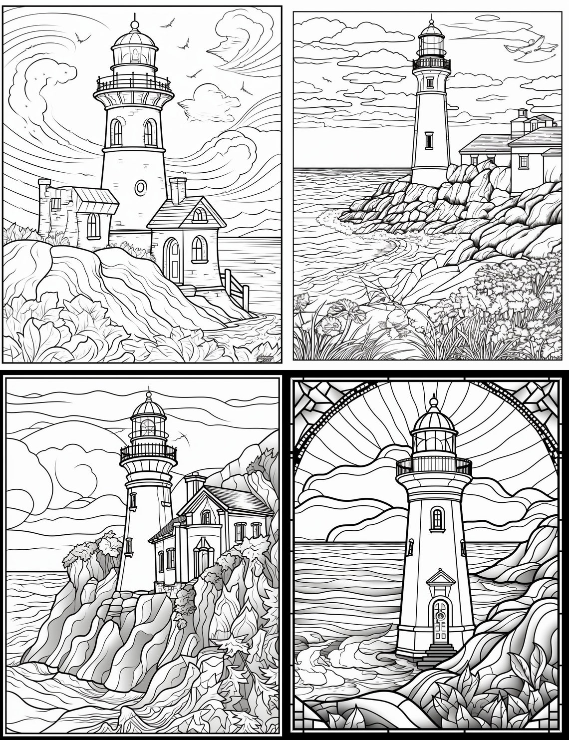 Lighthouses Coloring Pages 25 Instant Download PDF Pages Coloring Book