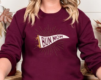 Bun Mom Banner Pennant Sweatshirt | Rabbit Lover Apparel | Bunny Parent Crewneck | Rabbit Owner Gift