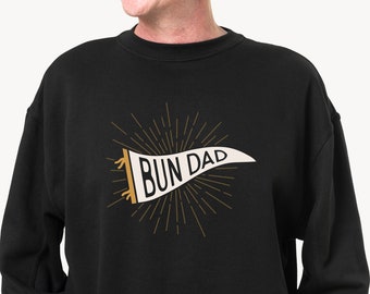 Bun Dad Banner Pennant Sweatshirt | Rabbit Lover Apparel | Bunny Parent Crewneck | Rabbit Owner Gift