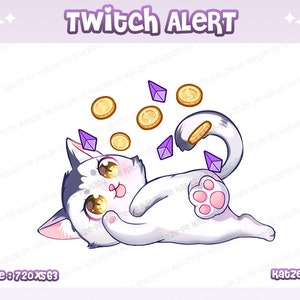 Animated Cat Bit Alert | Cat Donation Alert | Cute White Cat | Twitch/Discord/Youtube | Kawaii Cat/Kitty Cat/ Chibi