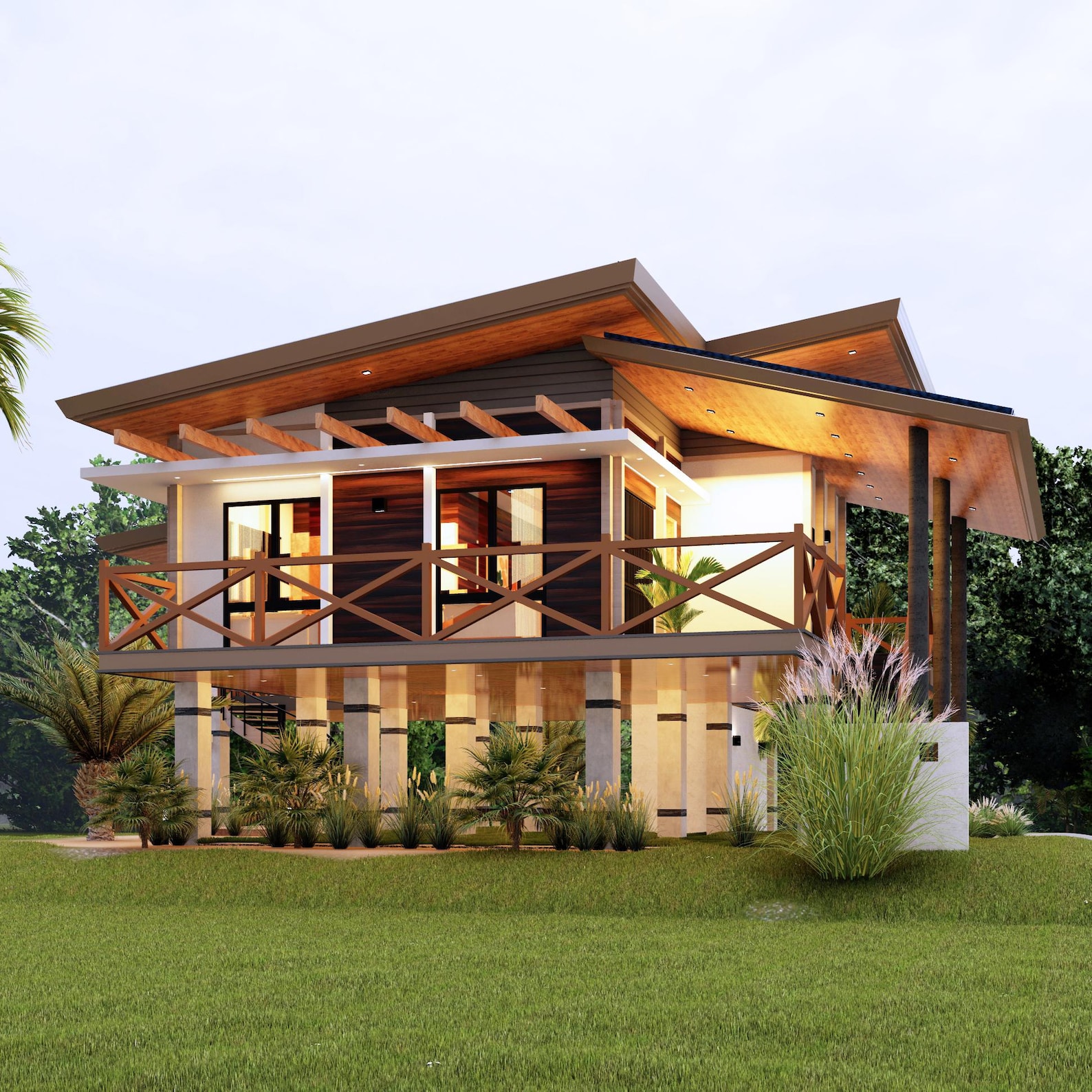 H00335| Blueprint Dream House Plan, Tropical Villa| 2 Bedroom With 2 ...