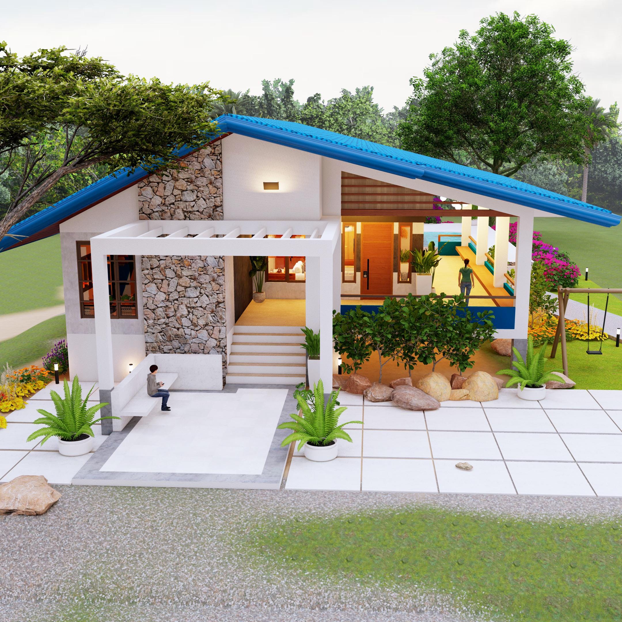 H00331| Blueprint Dream House Plan, Bungalow House | 3 Bedroom With 3 ...