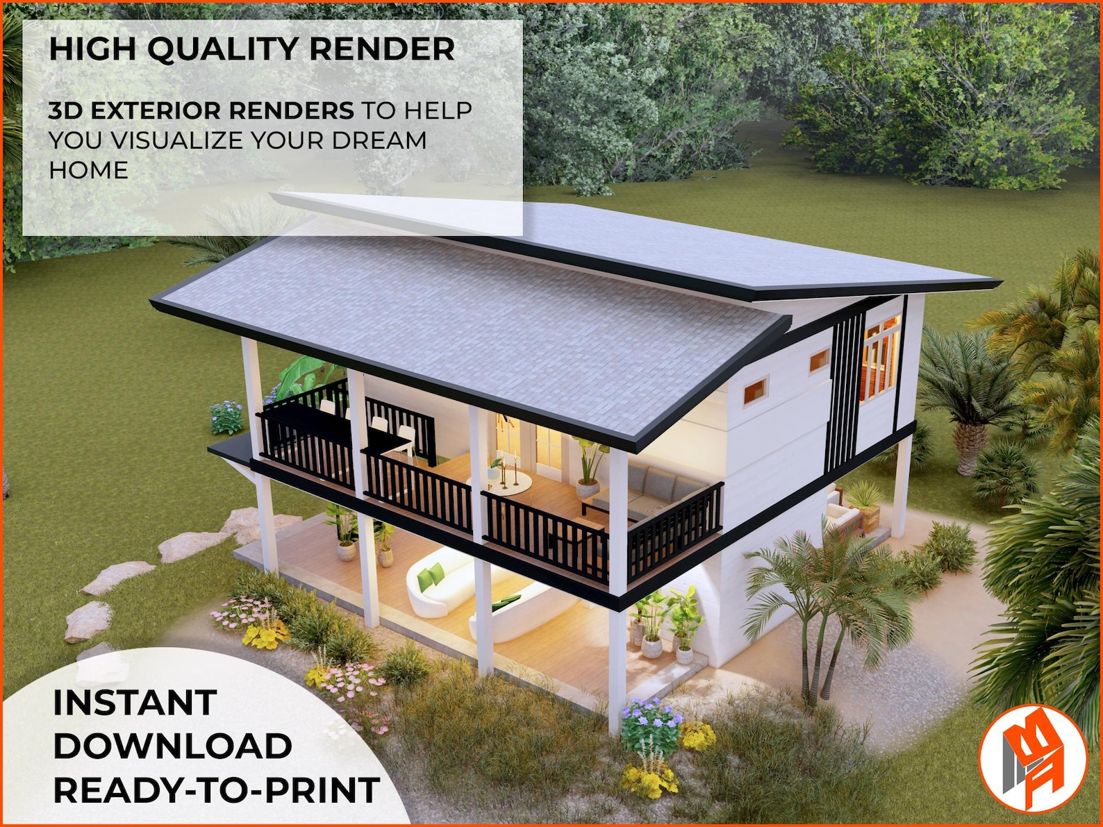 9x10 House Plan 3 Bedroom - Etsy
