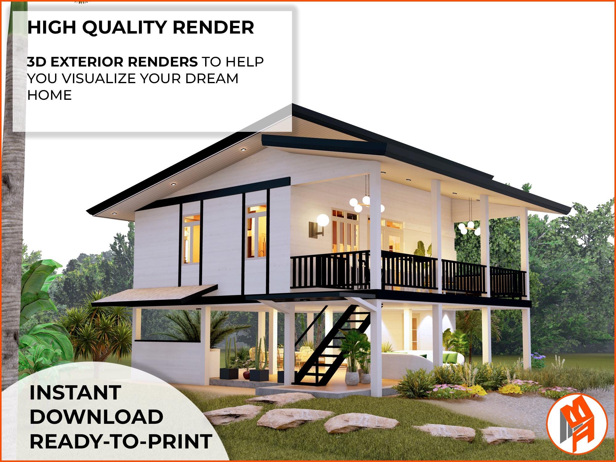 9x10 House Plan 3 Bedroom - Etsy