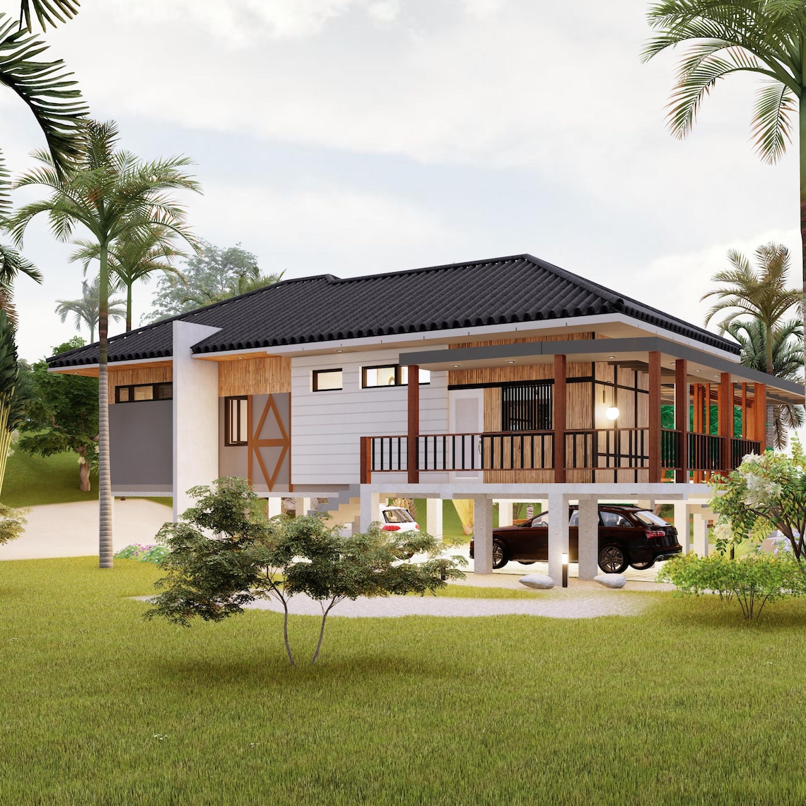 Modern 3-bedroom House Plan | Tropical Elevated Layout | Instant ...