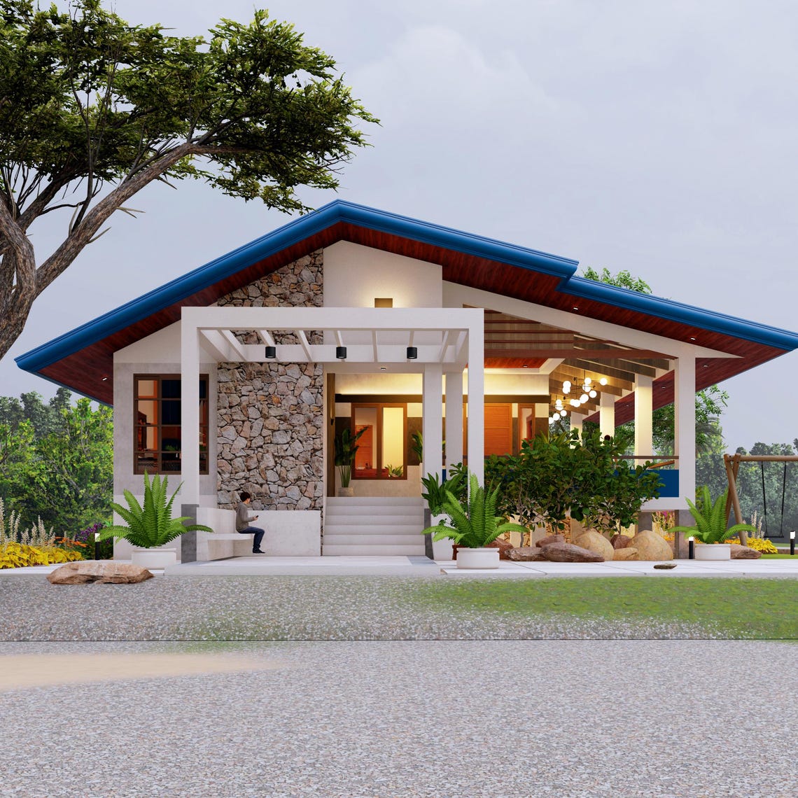 H00331| Blueprint Dream House Plan, Bungalow House | 3 Bedroom With 3 ...