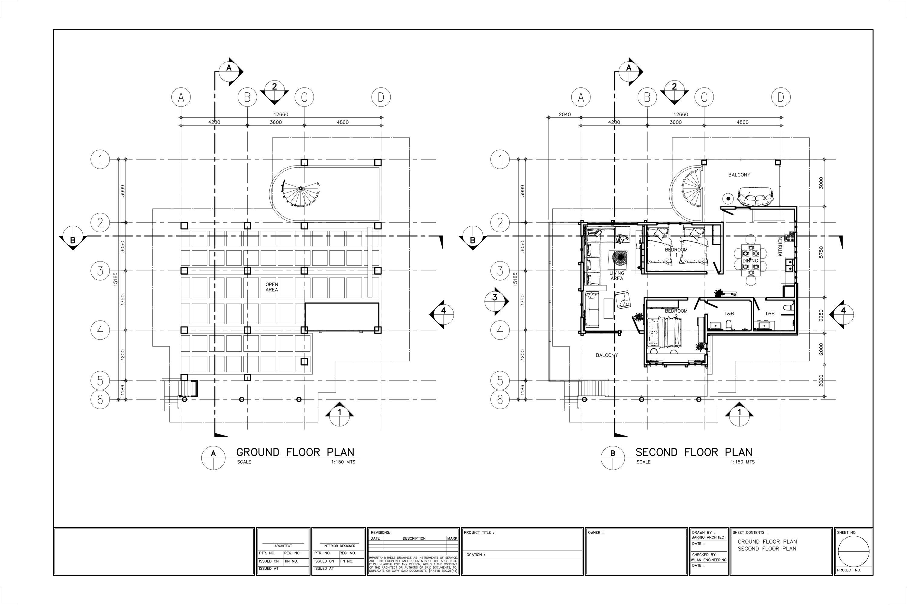 H00335| Blueprint Dream House Plan, Tropical Villa| 2 Bedroom With 2 ...
