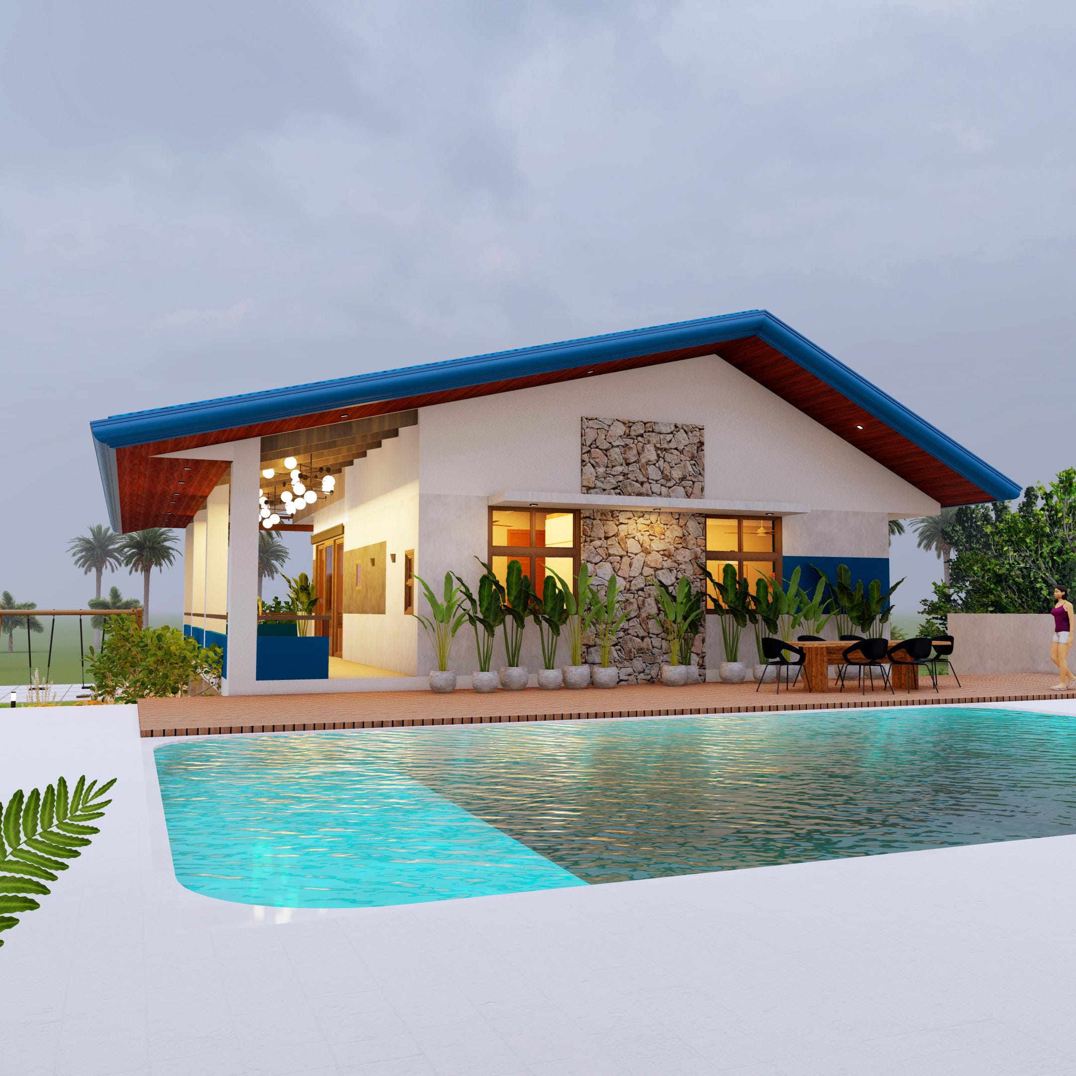 H00331| Blueprint Dream House Plan, Bungalow House | 3 Bedroom With 3 ...