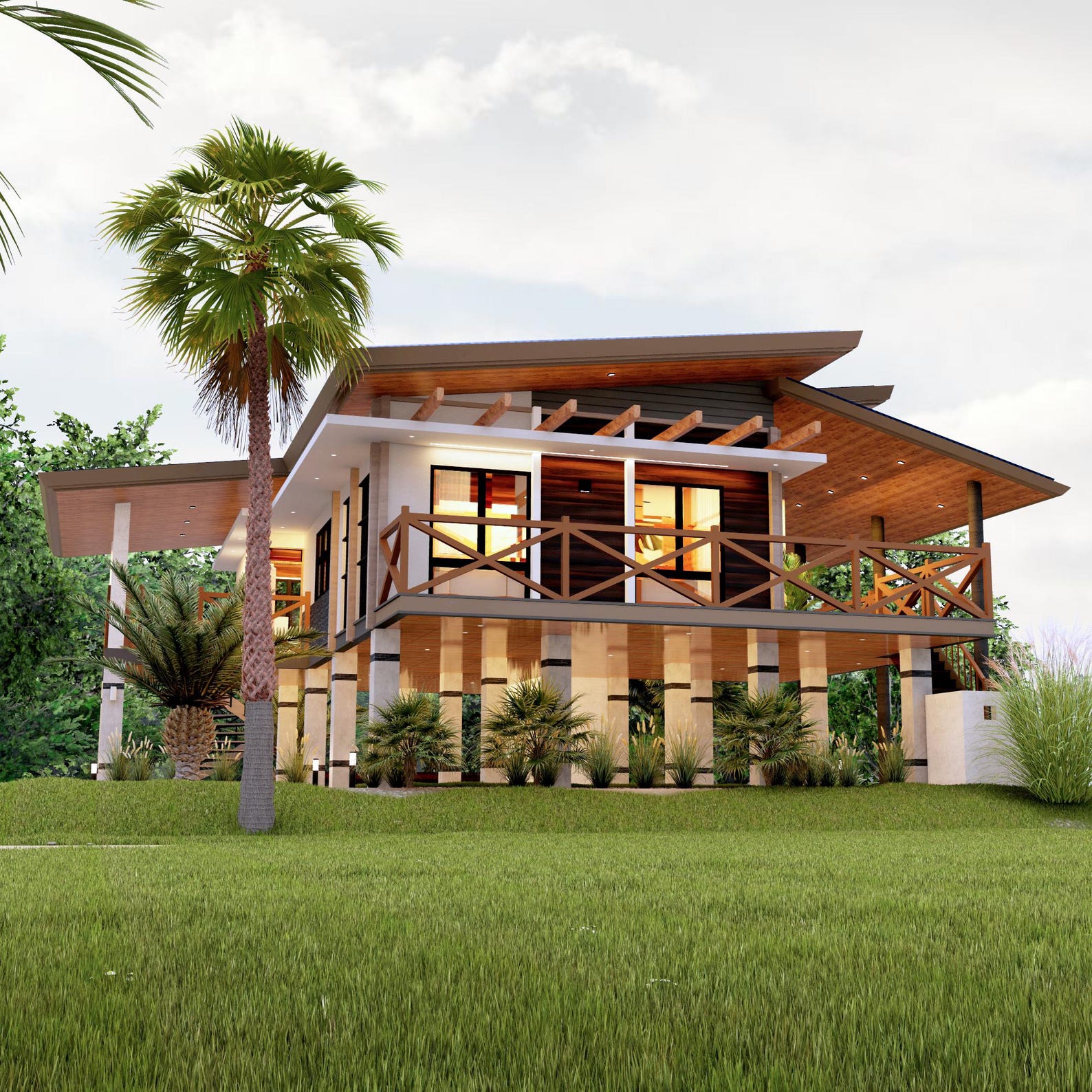 H00335| Blueprint Dream House Plan, Tropical Villa| 2 Bedroom With 2 ...
